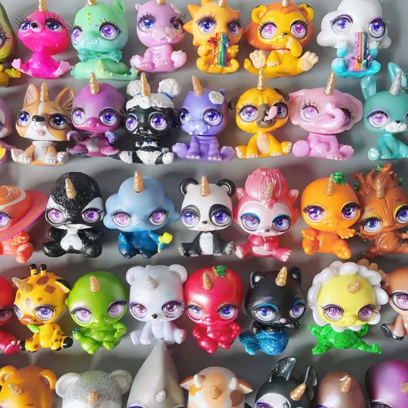 10pcs 5-6cm no repeat cartoon poopises slime animal style unicorn figure doll hard pvc kids collection model toy