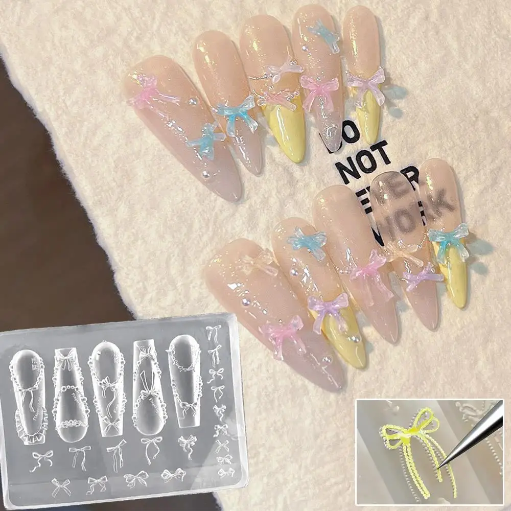 Crème Strik Kralen Ketting 3D Acryl Nagelvorm Creatieve Nail Art Decoraties DIY Ontwerp Siliconen Nail Art Mold Voor Nail Charms