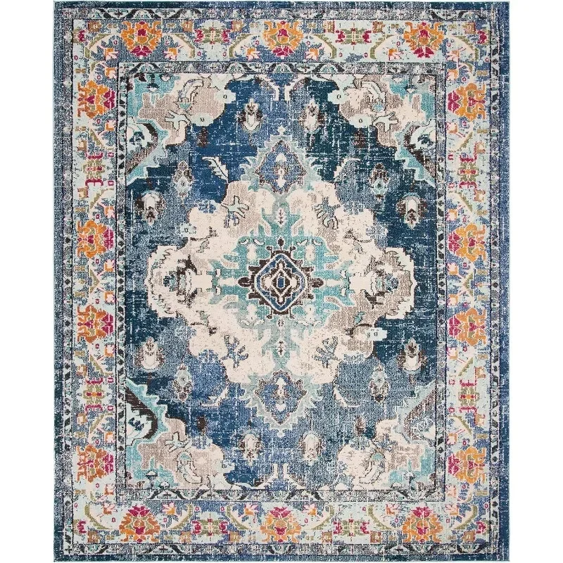 Collection Area Rug Medallion Distressed Design, Non-Shedding & Easy Care, Ideal for High Traffic Areas