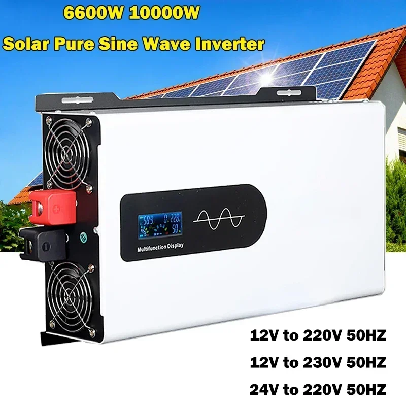

Pure Sine Wave Inverter 6600W 10000W Solar Power Inverters DC 12V 24V To AC 220V 230V 50HZ Charger Voltage Converter