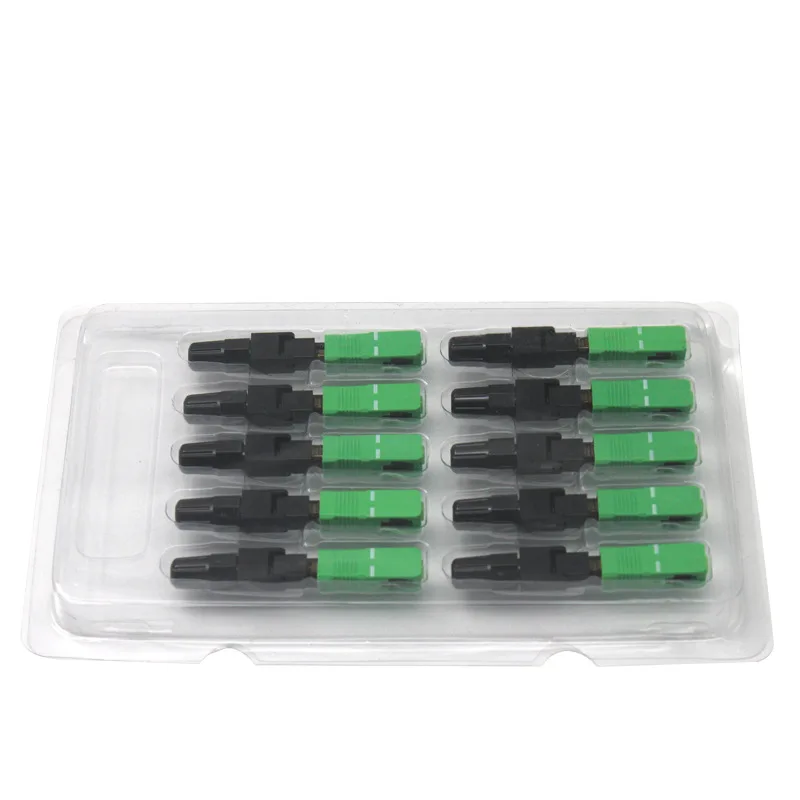 10Pcs Sc/Apc Fiber Optic Connector Embedded Single Mode Component Fiber Optic Quick Connector-Black + Green