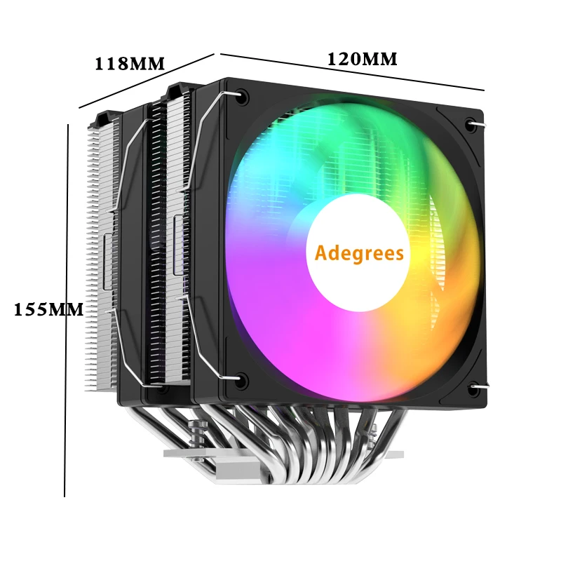 Universal CPU Cooler AM5 Dual Tower 8 Heat Pipes RGB Cooling Fan for Intel LGA1700/1851/1366/AM4/AM3/115X/2011