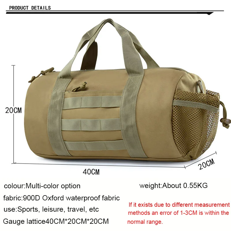 Outdoor New Waterproof Oxford Military Hiking Bag Sports Attack Tactical Cylindrical Shoulder Bag High Capacity Handbag