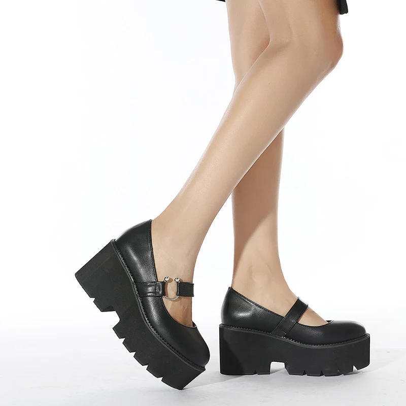 Gdgydh Spring Autumn Chunky Heel Vintage Lolita Shoes Women Platform Shoes Mary Jane Buckle Strap School Shoes Cosplay