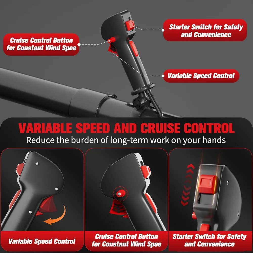 Gas Backpack Leaf Blower - 2-Stroke Handheld-Class V Engine, 63 CC, High-Velocity 665 CFM, Ergonomic Design for Complete Pro