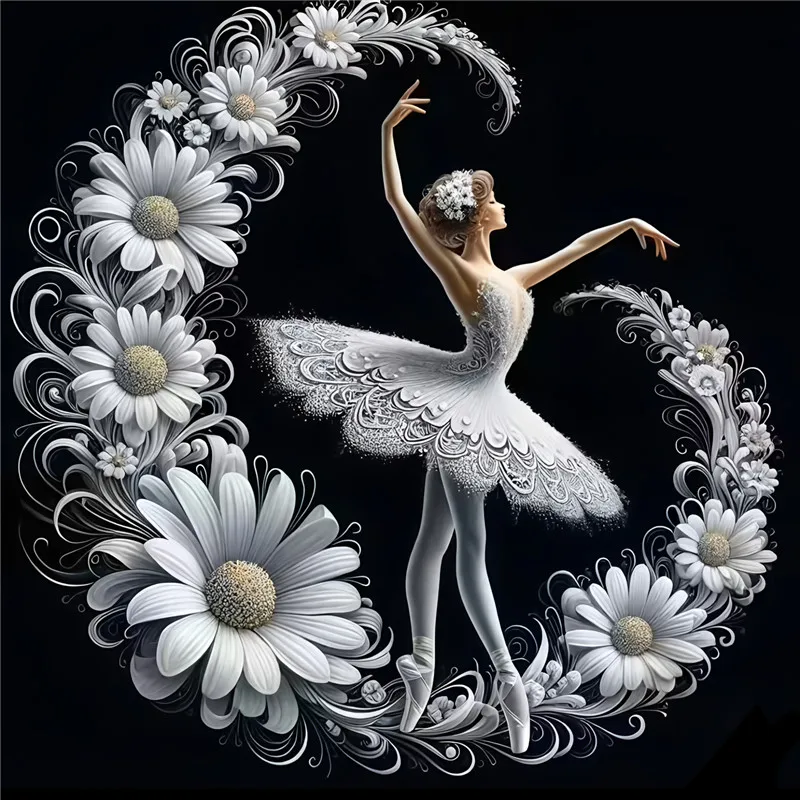

Daisy Flower Ballerina 5D DIY Full Drill Round Diamond Painting Kit 40x40cm (C)