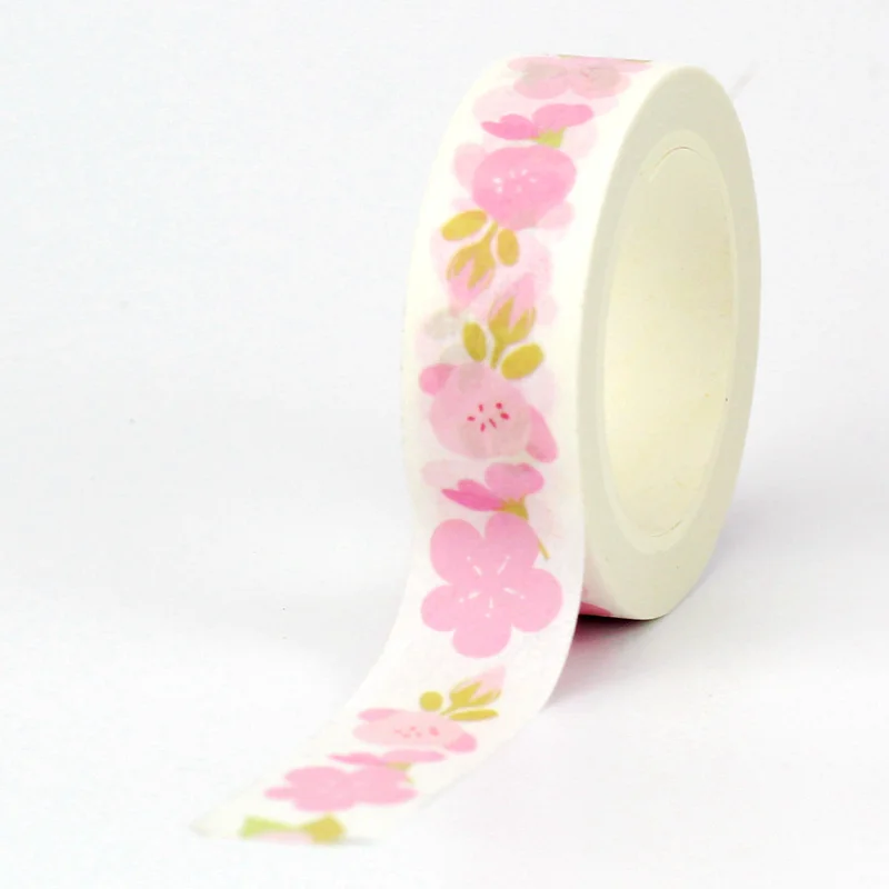 NEW 1PC 10M Decorative Lovely Pink Bossom Washi Tapes for Planner Adhesive Masking Tape Cute Papeleria