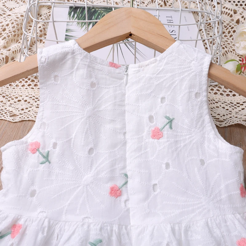 New Summer Clothing For Girls White Dress Embroidered Sun Dress Kid Clothes Girl Children Dress