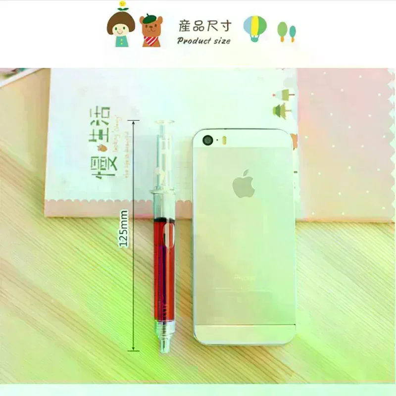 4PCS/lot Liquid Novelty Syringe Ballpoint Pen Syringe Ballpoint Pen Child Gift
