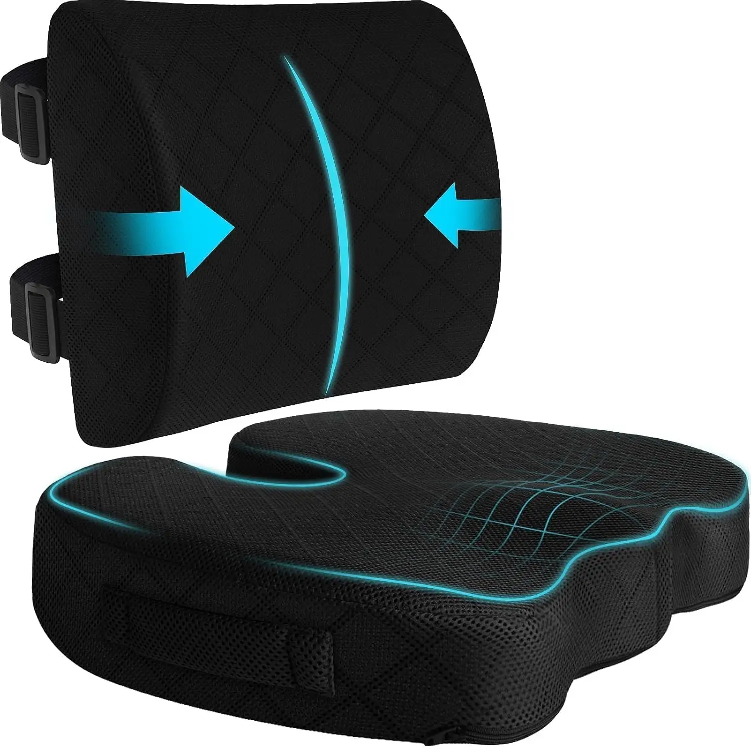 

Breathable Memory Foam Lumbar Support Cushion for Car, Office, Travel & Wheelchair
