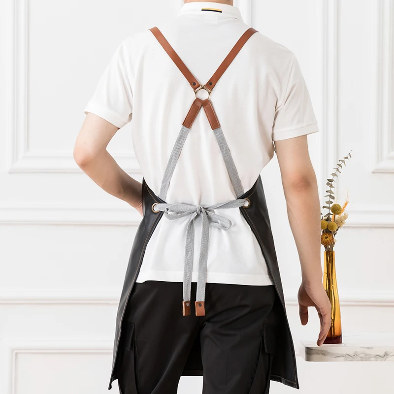 Fashion Leather Apron Custom Luxury Household Cleaning Tool Accessories Ripstop Customizable Apron For Man Black Color