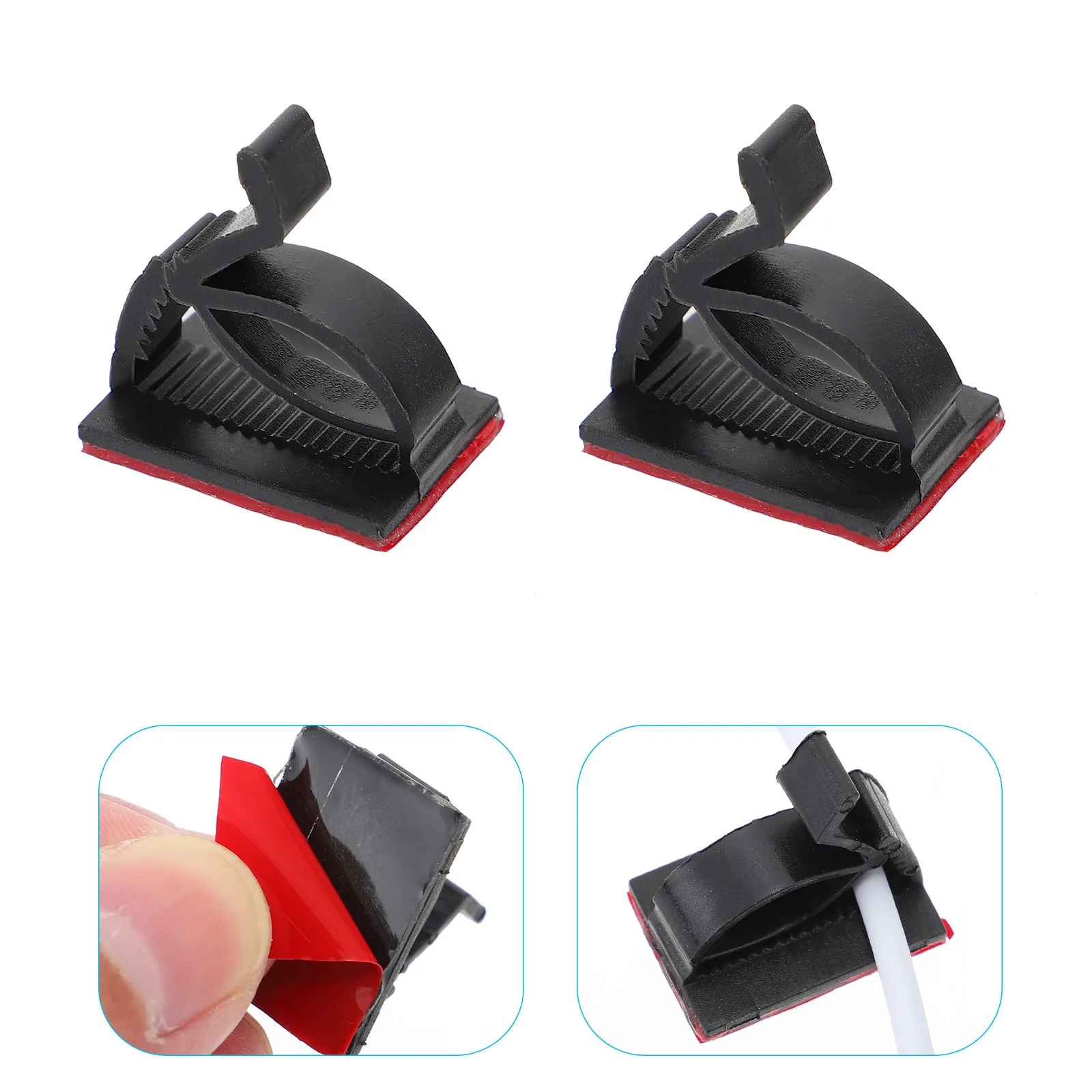 

100pcs Plastic Self Adhesive Cord Management Clips Adjustable Fixing Holders for Car Bedroom Kitchen Cable ganizer