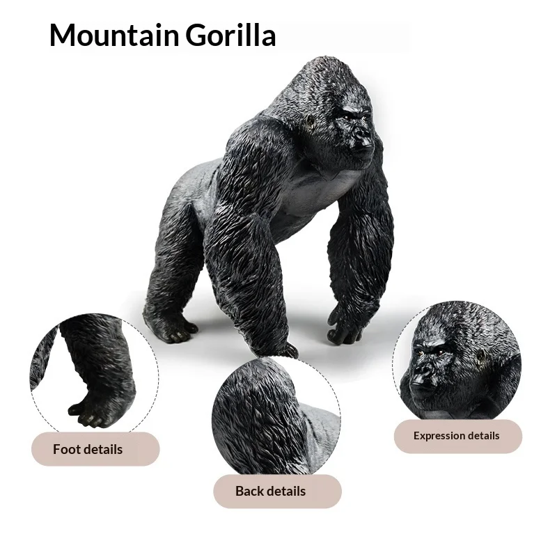 현실적인 대형 원숭이 화이트 백 고릴라 장난감 모델 야생 동물 시뮬레이션 소년과 소녀를위한 선물 소장품 액션 피규어