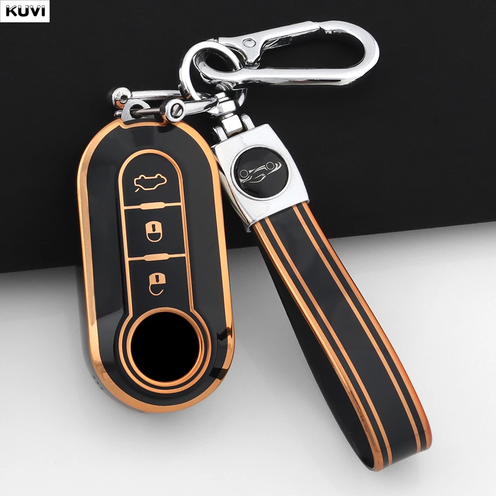 Mode TPU Auto Fernbedienung Flip Schlüssel Fall Abdeckung Shell Für Fiat 500 Ducato Panda 500L Punto Lancia Musa Citroen Tasche schlüsselbund Luxus
