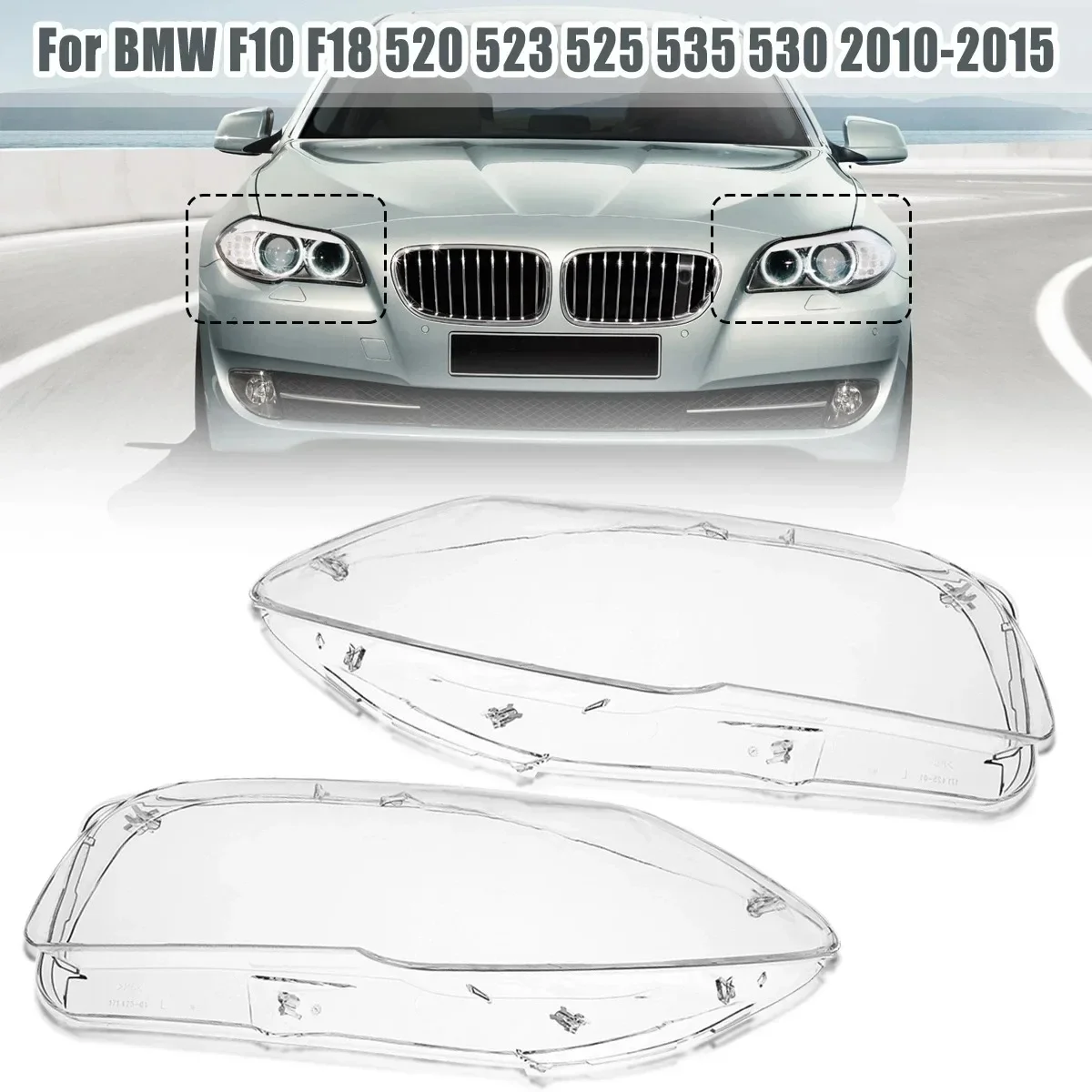 Paar Auto Frontscheinwerfer Objektiv Abdeckung Für BMW 5-Serie F10 F18 520 523 525 535 530 2010-2017 Scheinwerfer Abdeckung Klare Shell – Detail 3