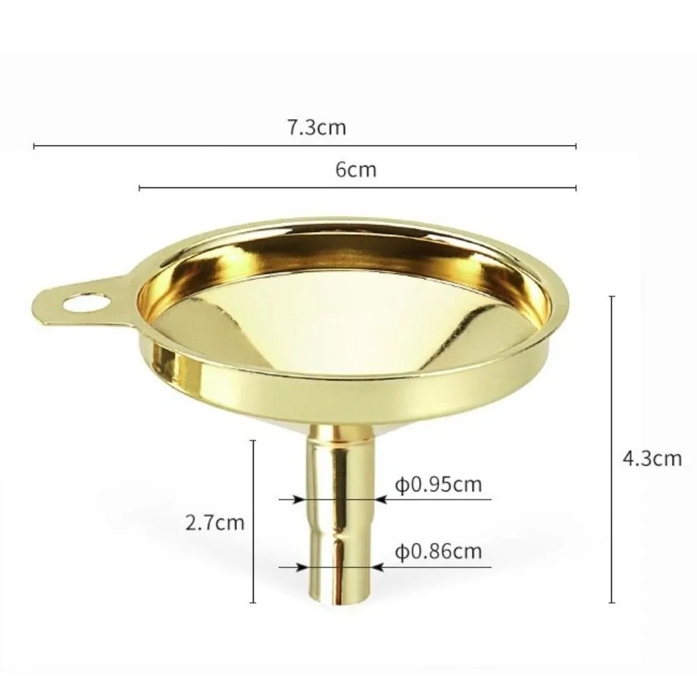 Stainless Steel Kitchen Funnel Metal Filter Gold Color Oil Liquid Funnel Functional Design Cone Shape Wide Mouth Funnel