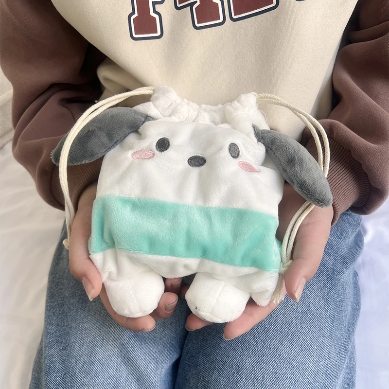 Sanrio Cute Pochacco Drawstring Bag Shoulder Bag Kawaii HandBag Cute Anime Cosmetic Case Japanese Style Plush Bag Gifts For Girl