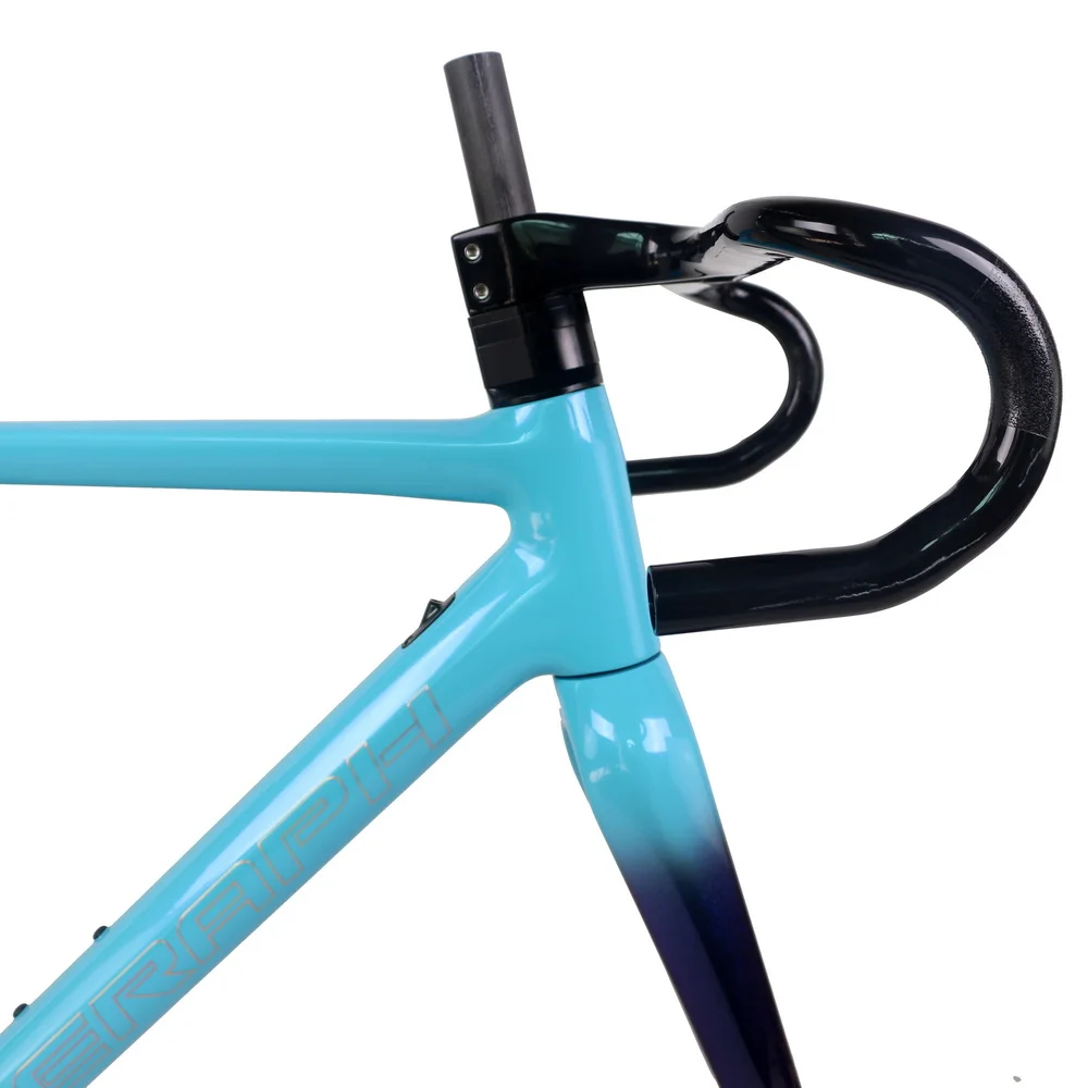 Full Inner Cable BSA Disc Brake Gravel Frame GR039 Chameleon Paint + Blue Gradient + Silver