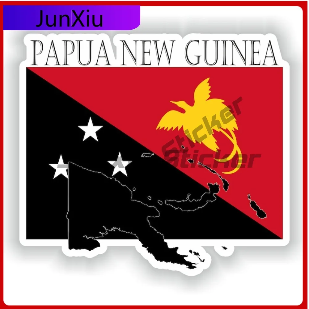 

Papua New Guinea Flag Map Shape Outline Badge Vinyl Car Sticker X500 Motorcycle Racing Decals For Camper Van Bumper Sticker Funn