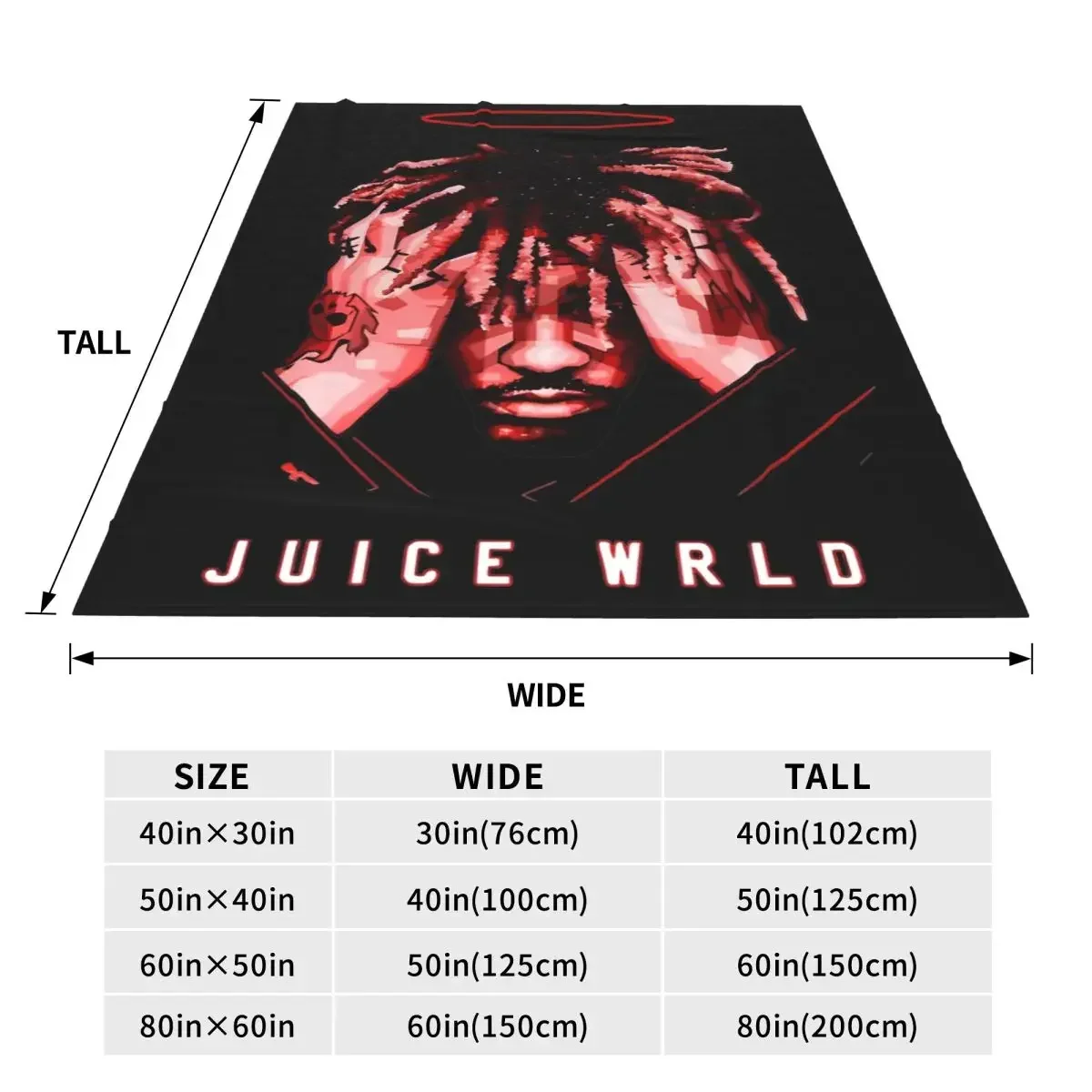 Custom Juice Music Wrld Rest In Peace Coral Fleece Plush Throw Blankets Blankets For Sofa Travel Ultra-Soft Bedroom Quilt