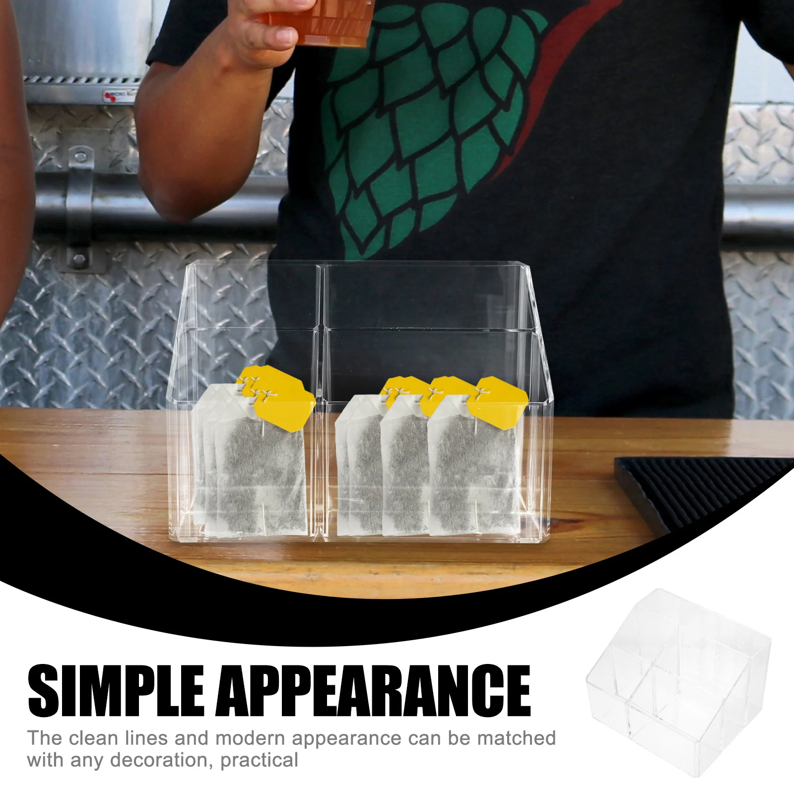 

Countertop Tea Bag Organizer Box 5 Compartments Coffee Packet Storage Stand Sugar Bags Holder Home Hotel Kitchen