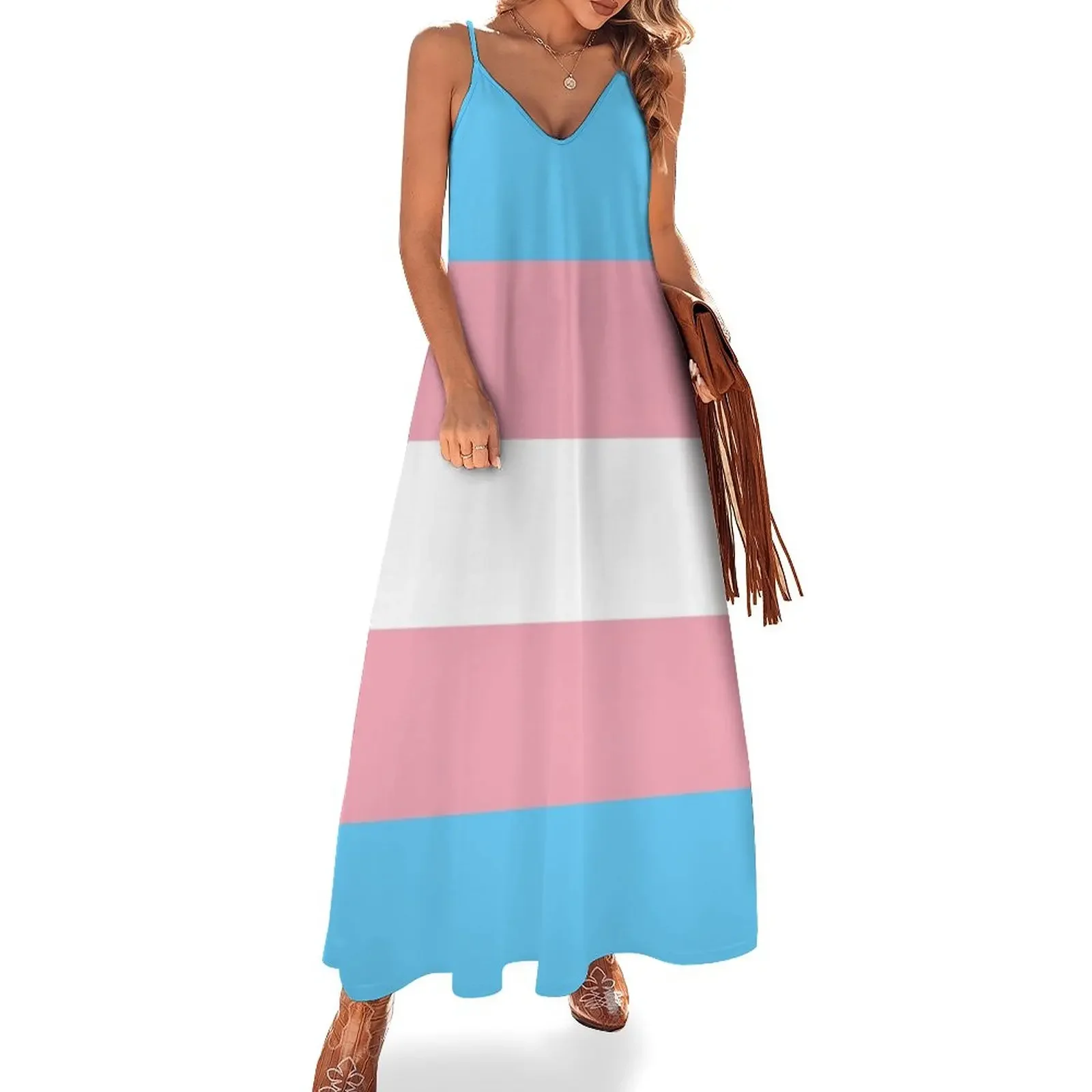 

Transgender Flag Sleeveless Dress summer outfits for women 2024 elegant and pretty women's dresses