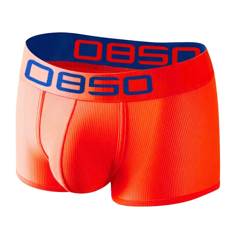 Men's Breathable Mesh Boxer Briefs | Quick Dry Sports Trunks  | Contrast Color Waistband
