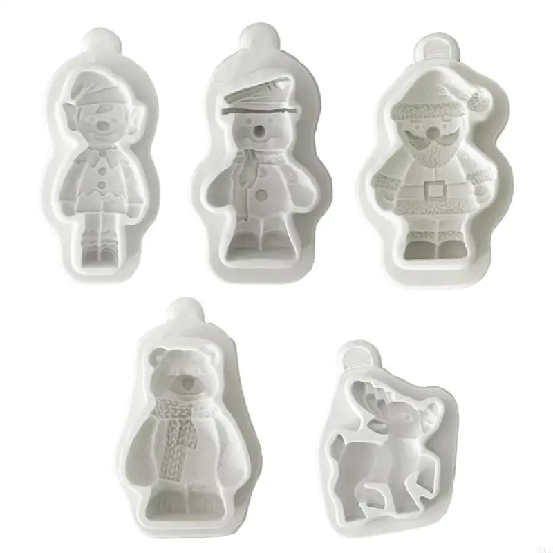 

MOLC Fondant Chocolate Mold Christmas Santa Elk Bear Elf Boy Molds Baking Decor Mold