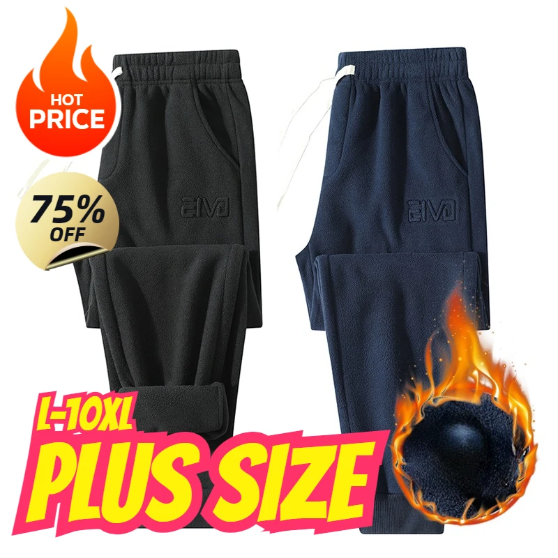 Plus Size Double-Sided Polar Fleece Pants Men Outer Wear Sweatpants Velvet Thicken Fleece Winter Warm Sports Trousers 10xl 9xl