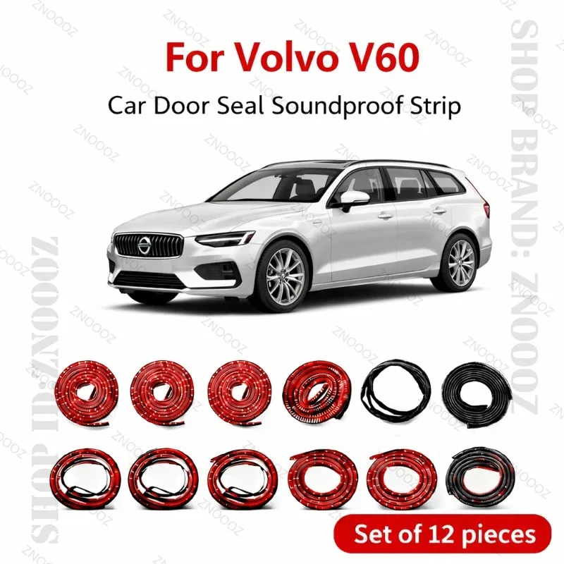 Car Door Seal Strip Rubber Double Layer Soundproof Dustproof Waterproof Door Weatherstrip 12PCS Set For Volvo V60