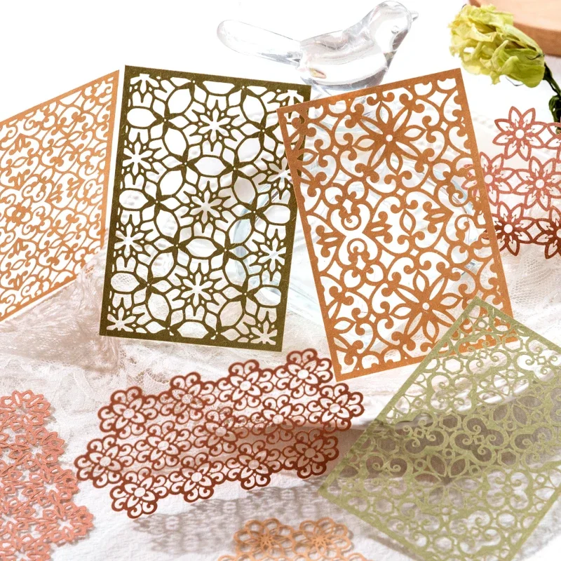 10 Pcs Window Flower Circle Lace Paper Art Handmade Crafts Junk Journal Planner Scrapbooking Butterfly DIY Decorative Paper