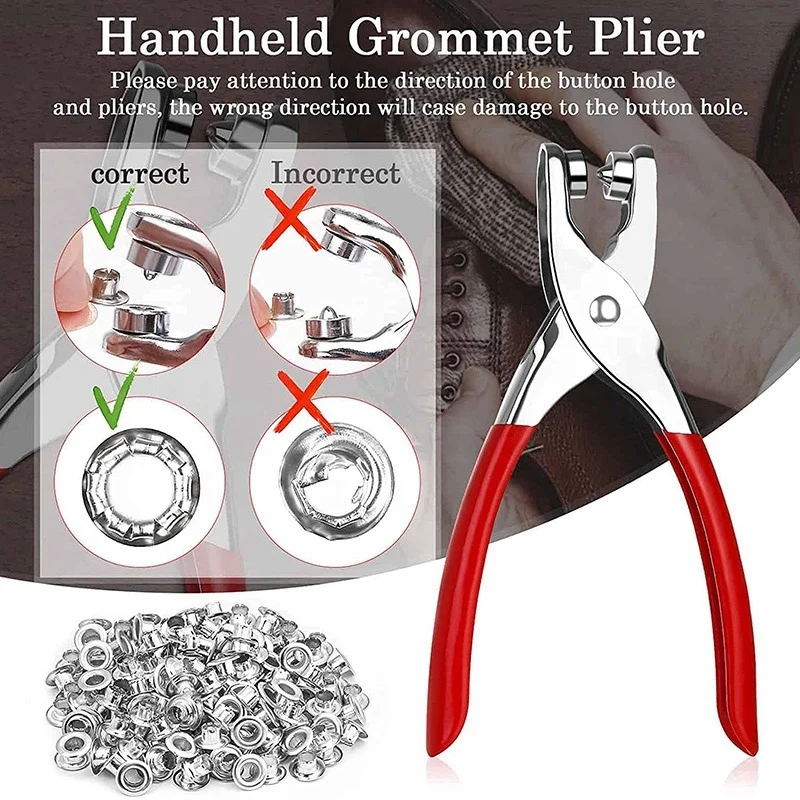 SEWS-401Pcs 1/4Inch 6Mm Grommet Eyelet Pliers Kit, Grommet Tool Kit With 400 Metal Eyelets In Gold And Silver,Eyelet Grommets