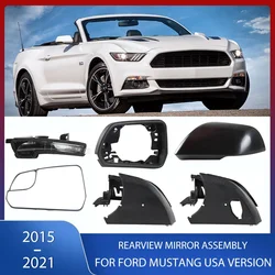 Rearview Mirror Cover Frame Heated Lens Glass Turn Signal Lamp For Ford Mustang 2015 2016 2017 2018 2019 2020 2021 USA Version