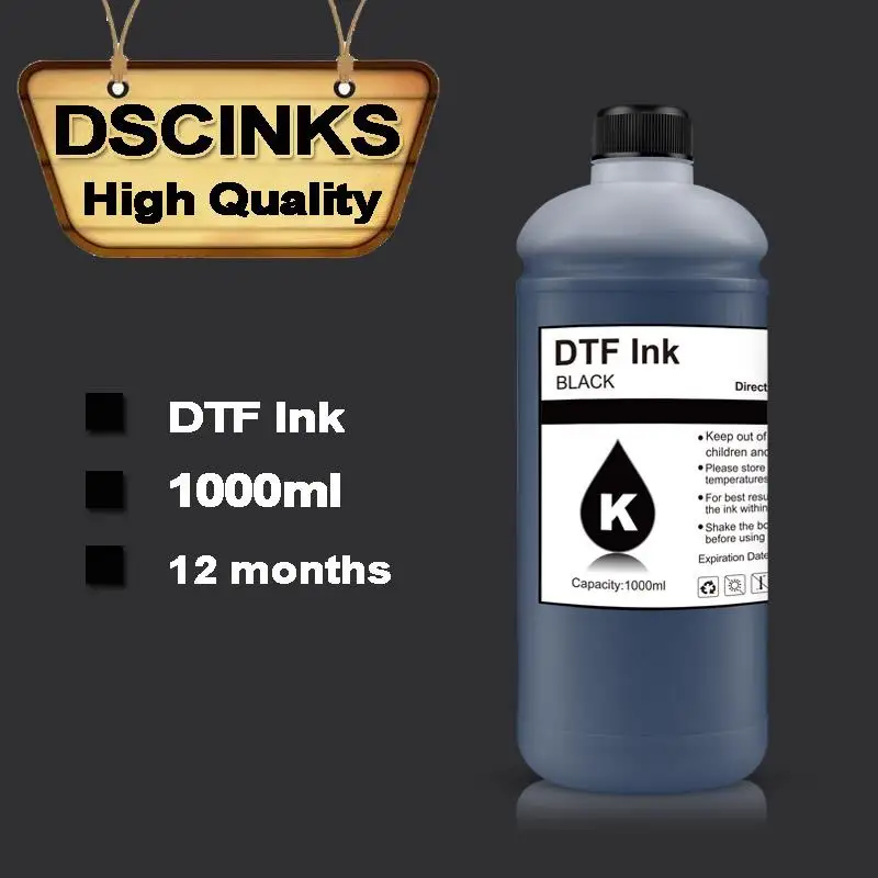 To 1000ML ECO DTF ink for direct transfer film for L1800 L805 1390 I3200 DX5 XP600 series DTF printer BK C M Y WH color availble