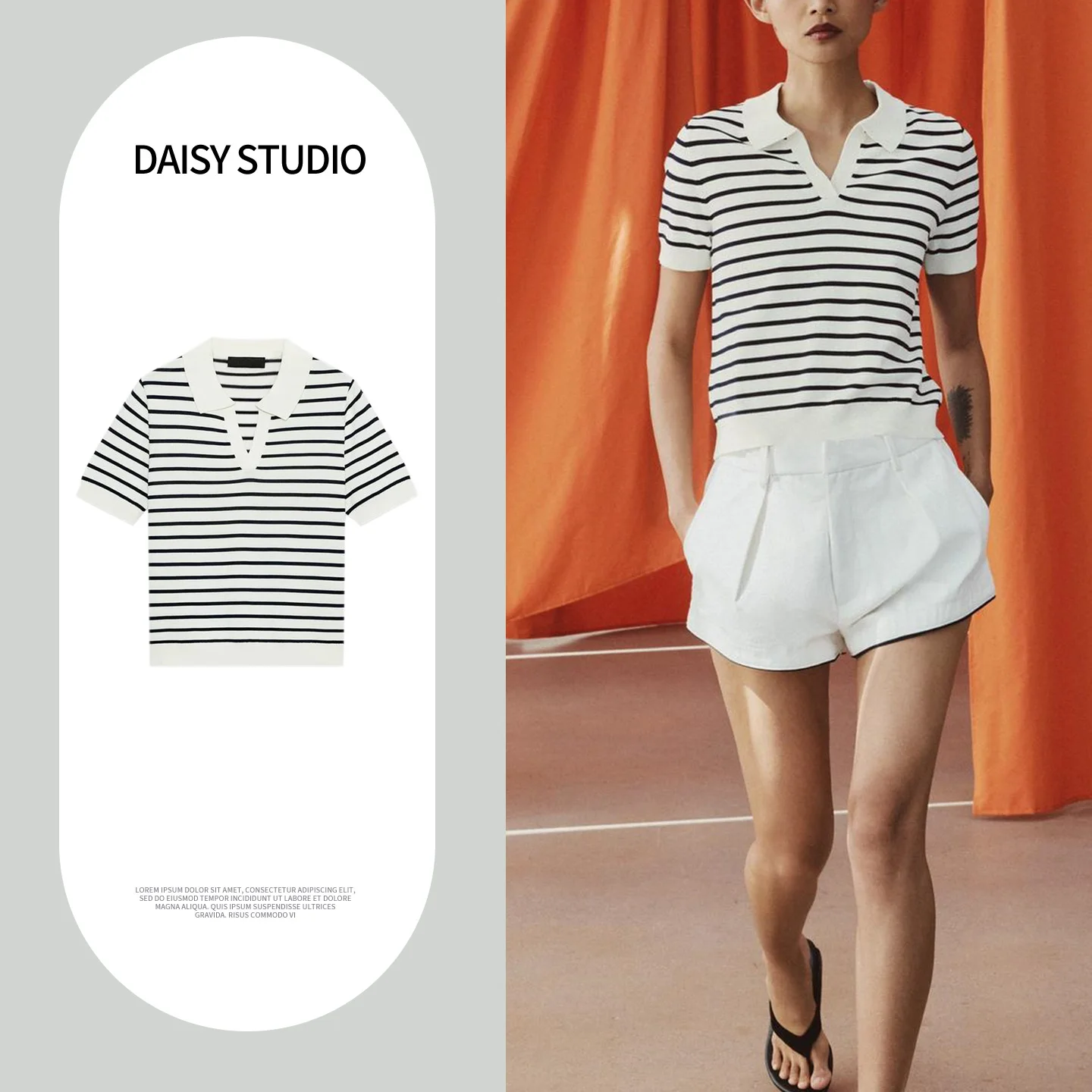 

New Summer Women's Casual Knitted Short Sleeve Shirt Turn-down Collar Striped Design Straight Cut Classic Style Polyeste...