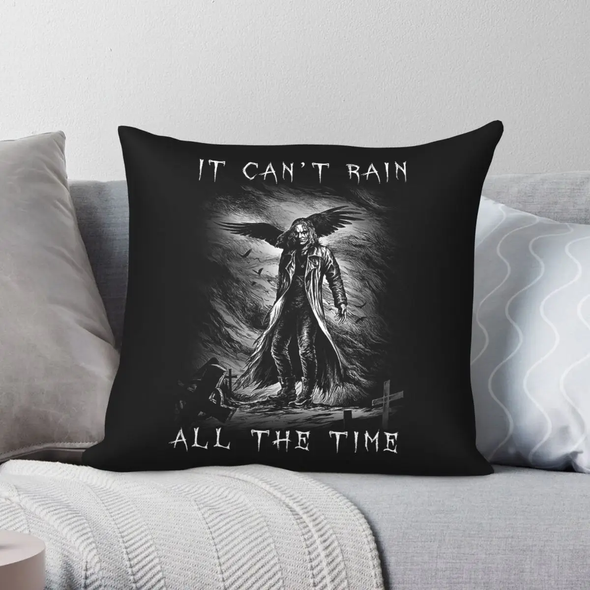 Funda de almohada decorativa con estampado de Eric Draven It Can't Rain All The Time, de poliéster, lino y terciopelo, para el hogar