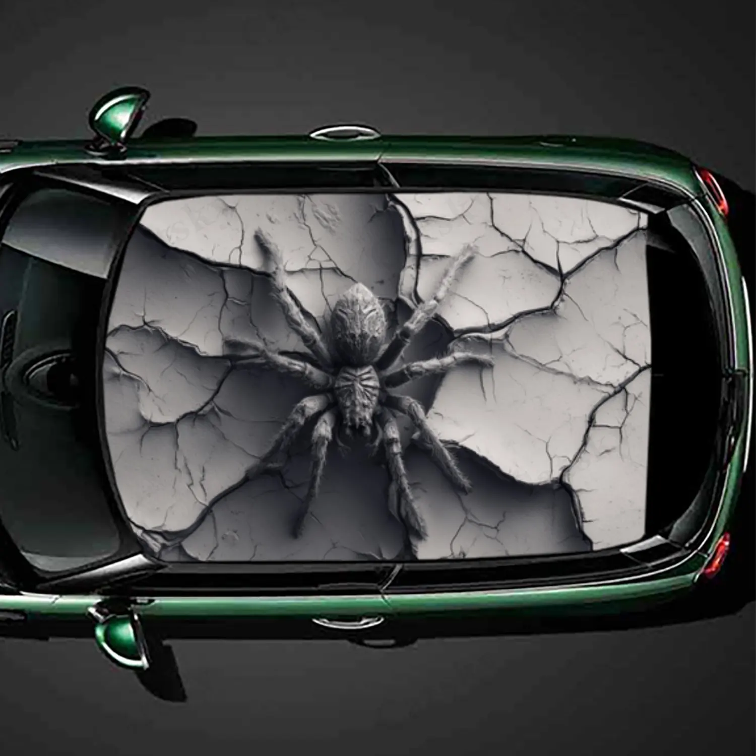 

Edgy Streetwear Spider Cracked Print Car Roof Sticker PVC Self Waterproof stick , Striking Auto Exterior Accessories Decoration