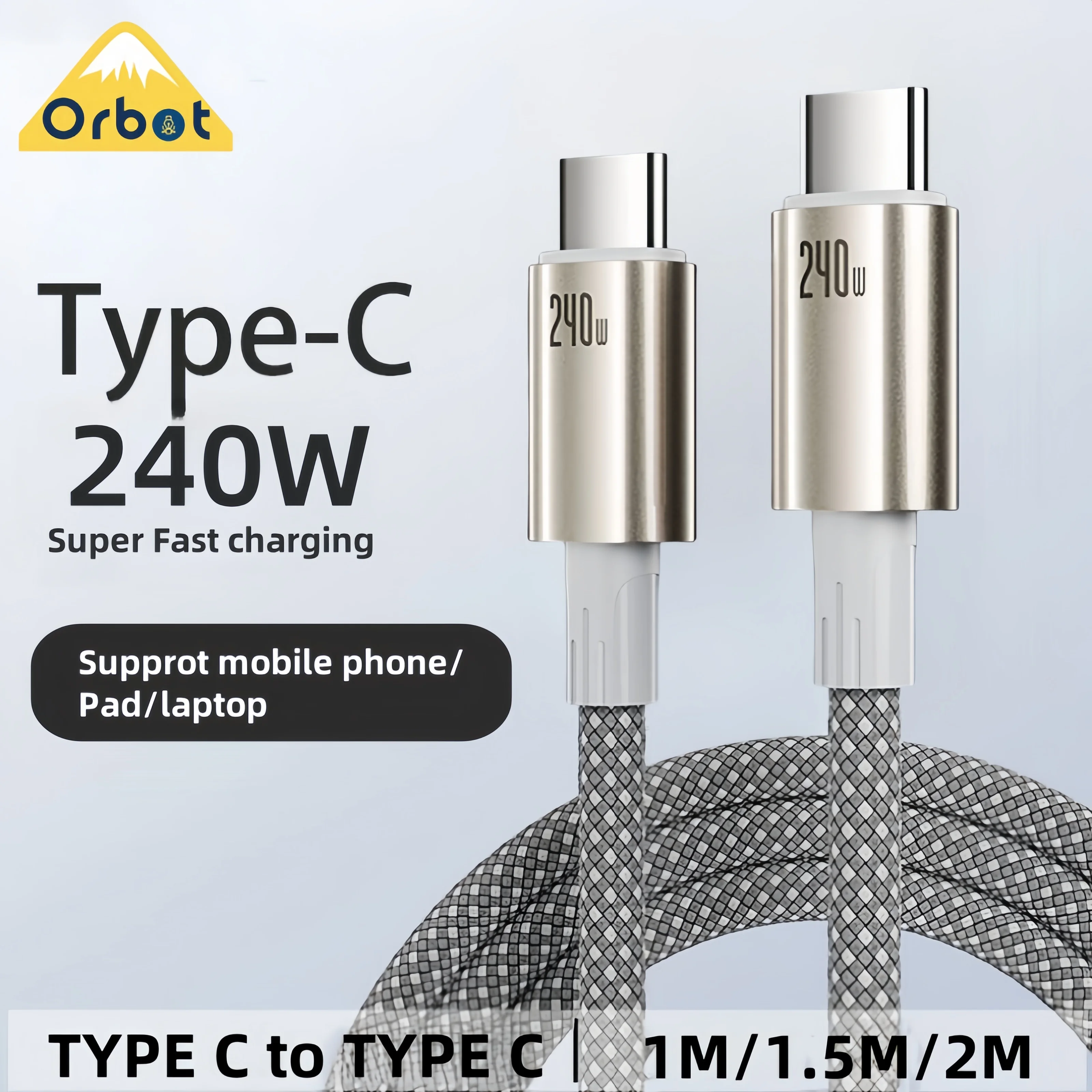 Orbot 240W USB Tipo C Ricarica rapida per Redmi Huawei 6A C a cavo per Xiaomi OPPOP iPhone