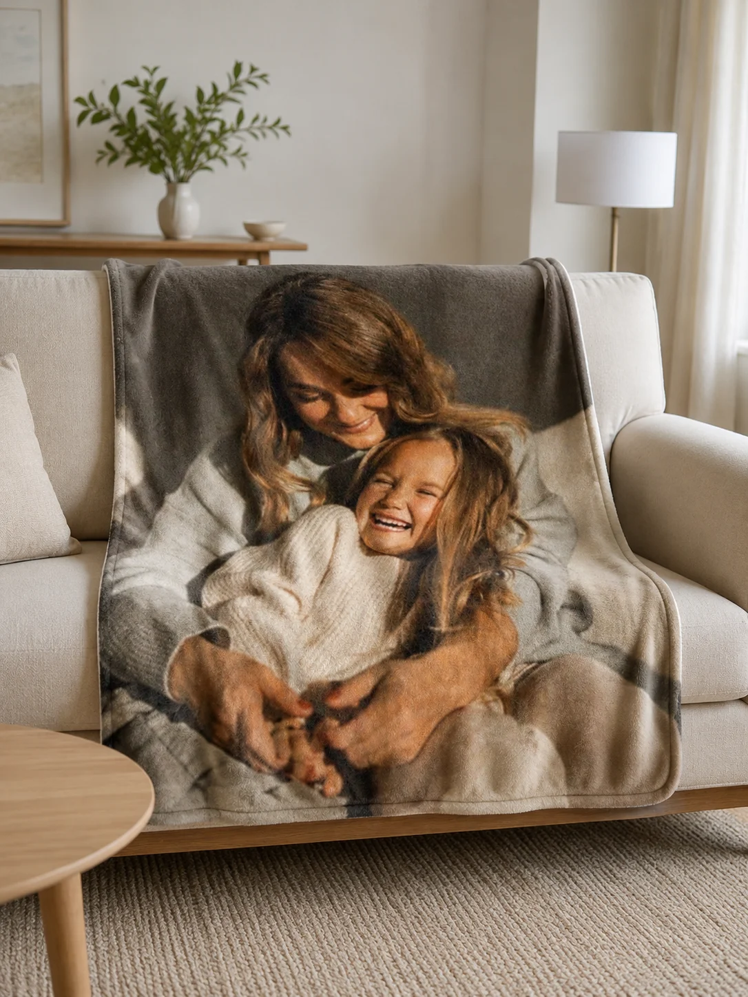 Personalized Photo Blanket, Customized Blanket, Mother Son Couple Couple Family Photo Blanket, Unique Commemorative Blanket