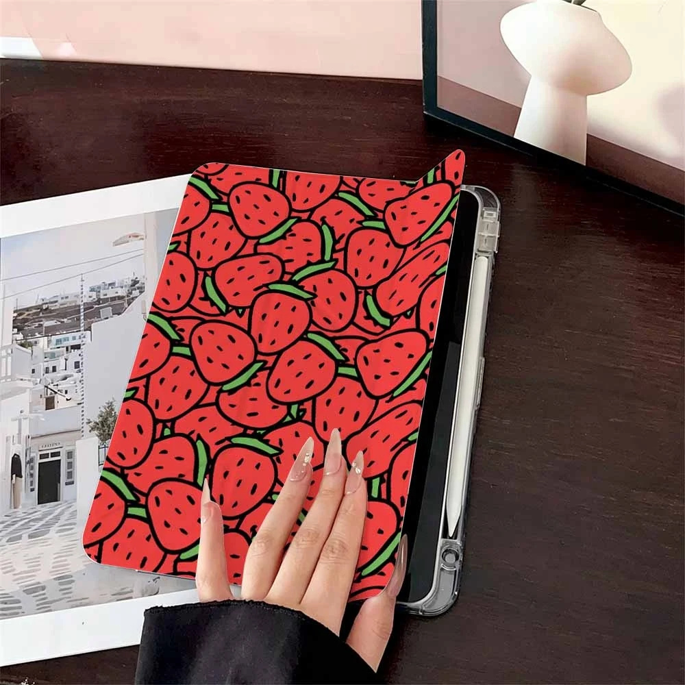 Strawberry Patch For Samsung Galaxy Tab A8 A9 A11 S6 S7 S8 S9 S10 FE Plus Lite Protective With Pen Slot Tablet Case