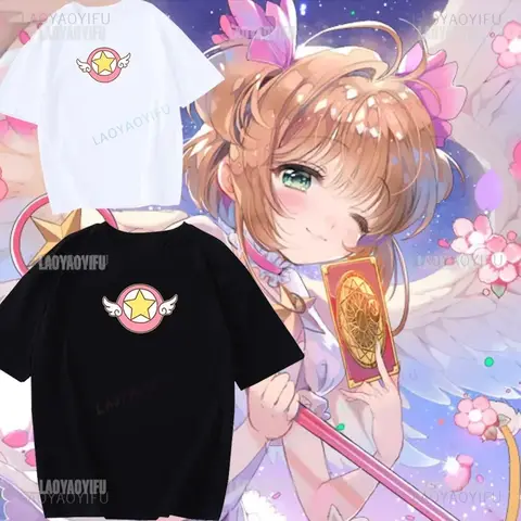 Camisetas de Anime CardCaptor Sakura, camiseta de manga corta de varios estilos Keroberos Magic Array, camisetas de Cosplay para mujer, camisetas de vitalidad con pudín encantador