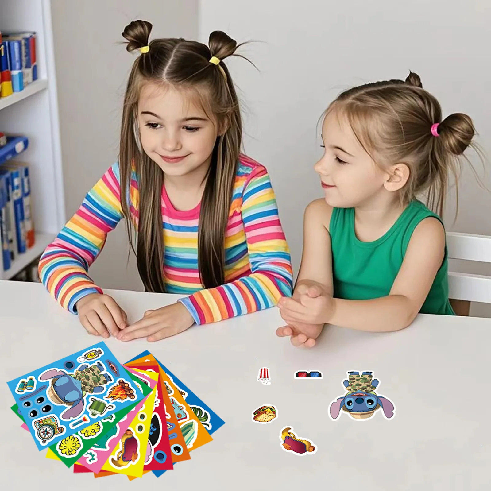 8/16 folhas disney dos desenhos animados bonito ponto quebra-cabeça fazer um rosto adesivo para festa decorativa copo de água scooter brinquedo das crianças presente