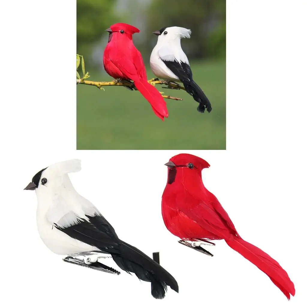 Artificial Bird with Feathers Foam Clip Realistic Bird Decoration for Bonsai Table Centerpiece and Festive Decor