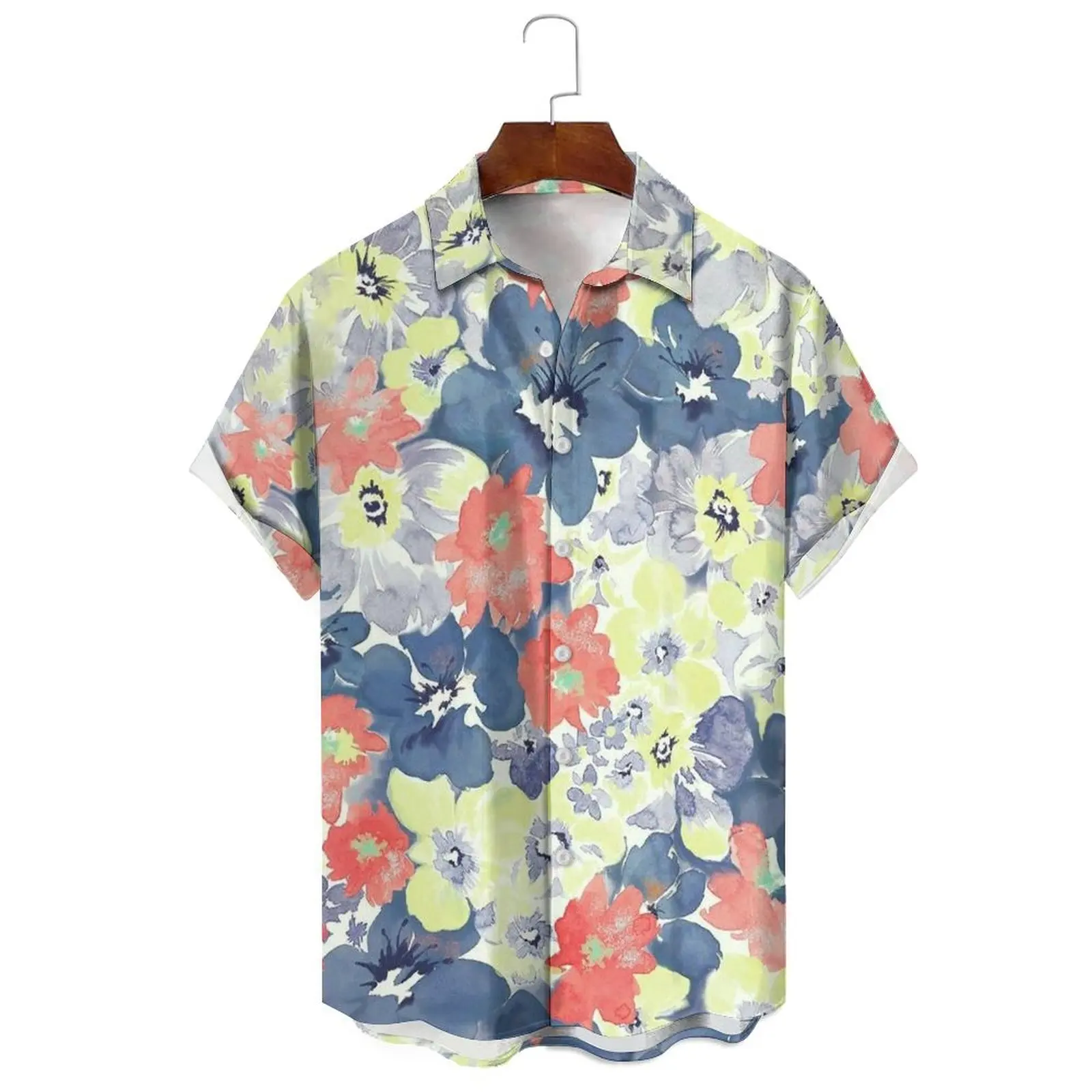 

Men's/Women's Fashion Summer Relaxed Relaxed Casual Small Fresh Irregular Print Multi-Style Lapel Short-Sleeved Shirt