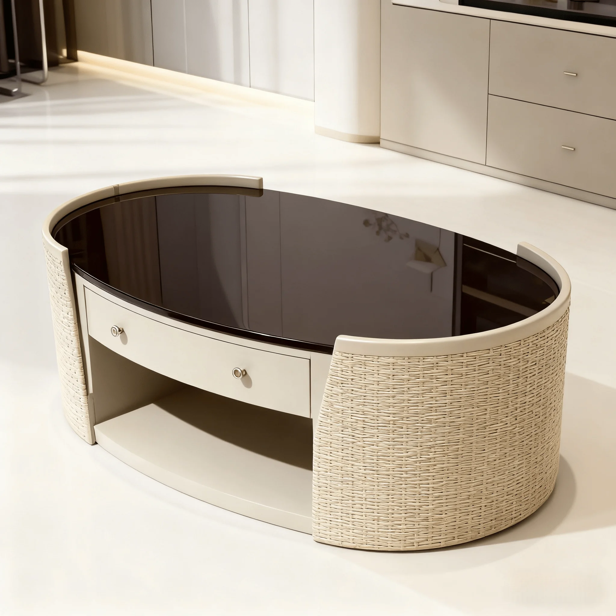2026 Modern Solid Wood Coffee Table with Storage Durable & Easy to Clean Living Room Furniture for Home Decor