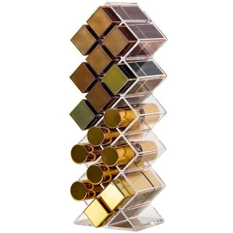 

​Acrylic Lipstick Organizer with Multiple Small Grids, Desktop Makeup Storage Box for Lip Gloss Home Display Case Holder