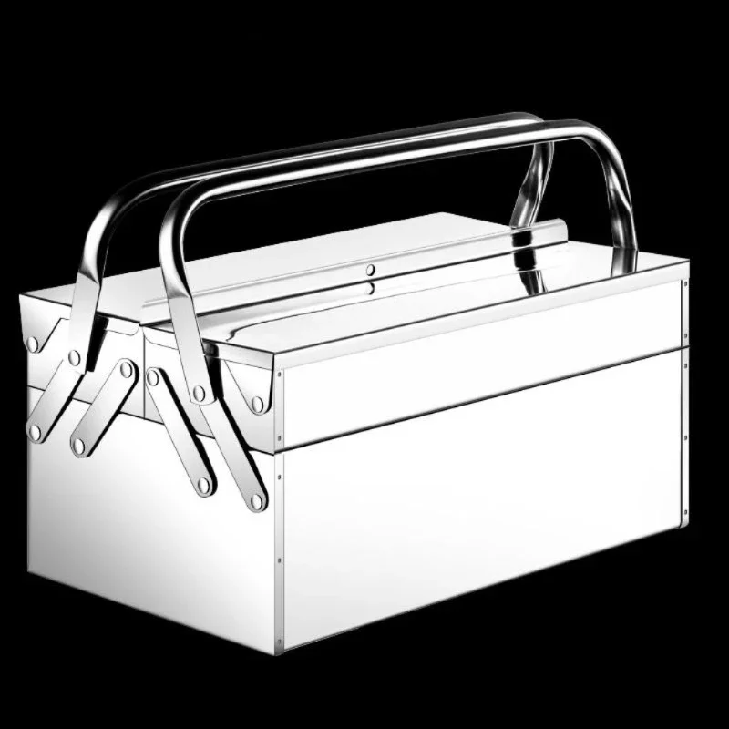 Stainless Steel Toolbox Storage Box Multi-layer Iron Sheet Box Car Mounted Double Open Iron Box Folding Suitcase Hardware