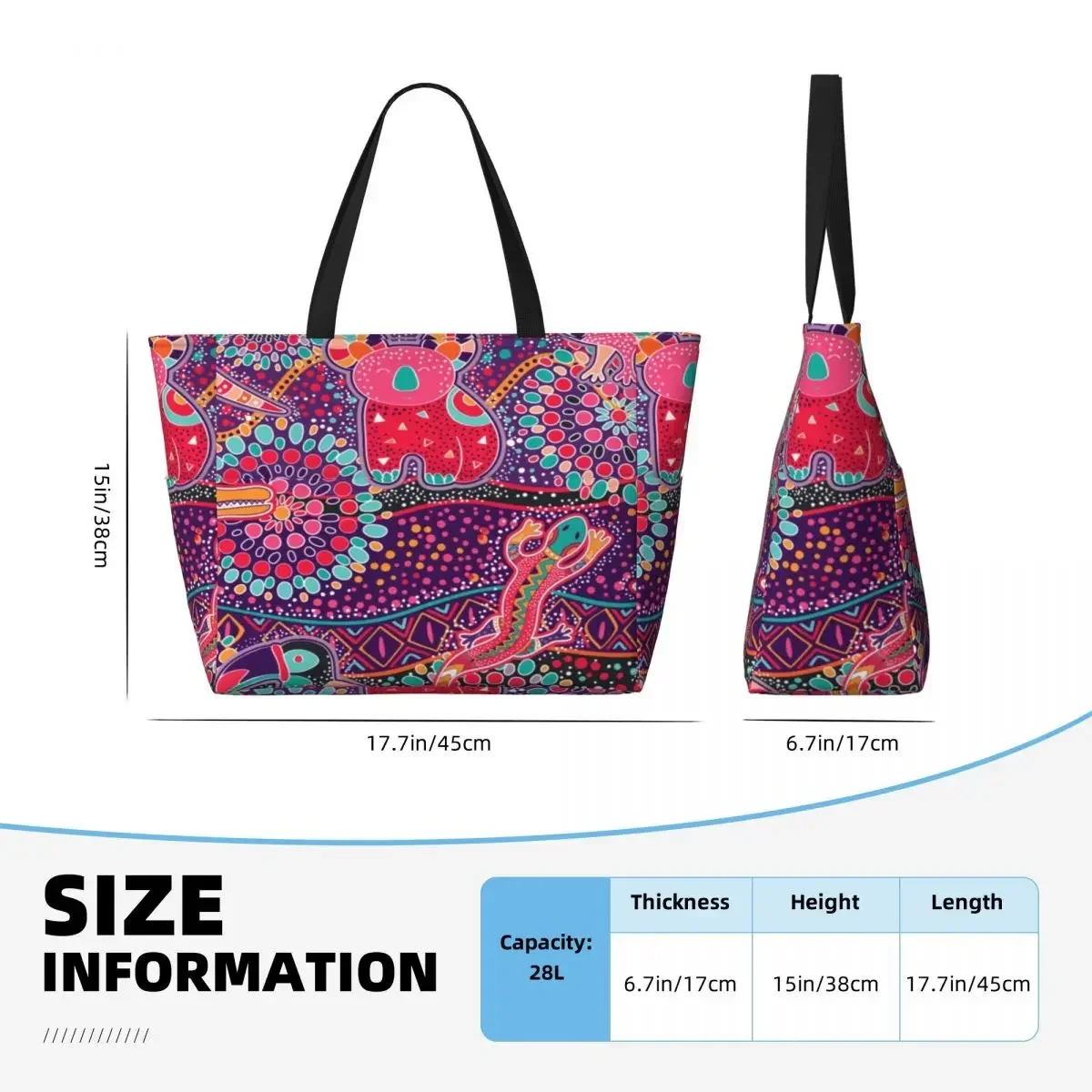 Australian Dreamtime Beach Travel Bag, Tote Bag Retro Shopping Out Shoulder Bag Multi-Style Pattern