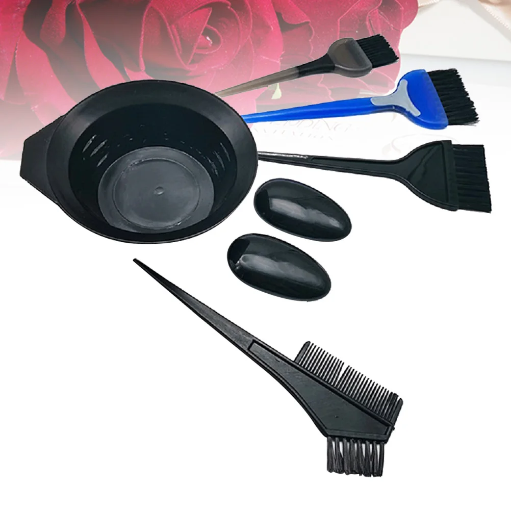 

7 Pcs Hair Dye Comb Set Professional Tinting Tools Reusable Bowl Ear Muff Salon Hairdressing Coloring Kit Plastic Material Easy