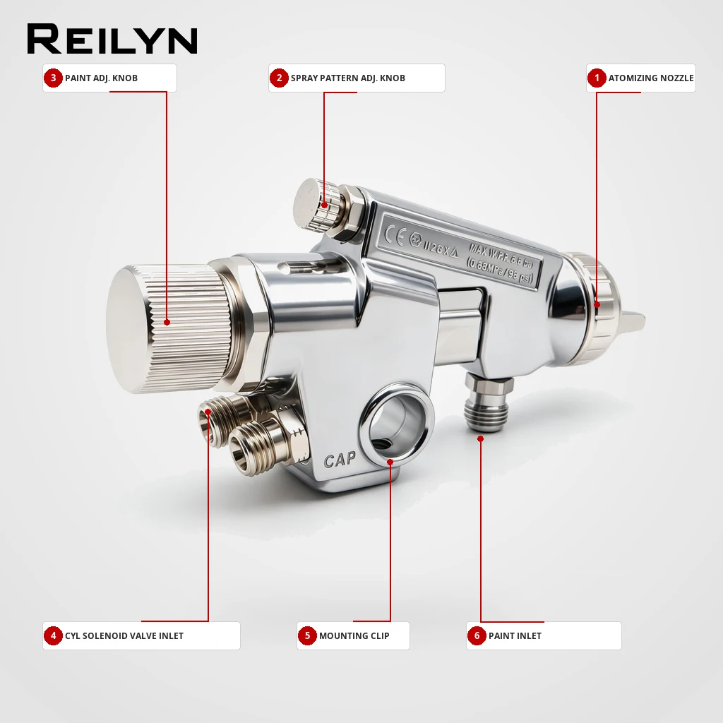 Air Automatic Spray Gun Kit WA-101 Chrome-plated Frame 0.8-1.8 mm Nozzle Pin High Atomization Paint Spray Gun